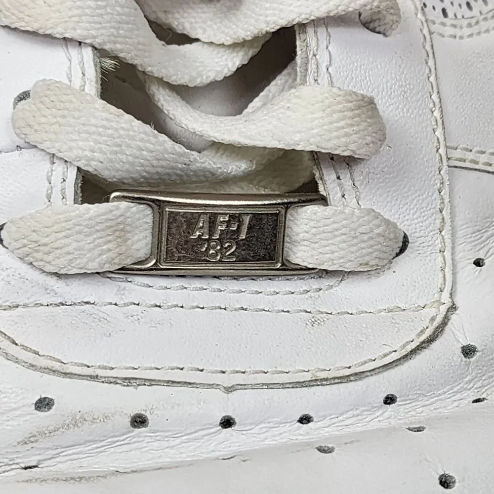 Nike Air Force 1 Mens 14 Low White Perforated Side Panels Gold Letter 315122-992